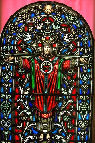 Antique Stained Glass Window Of Christ The King