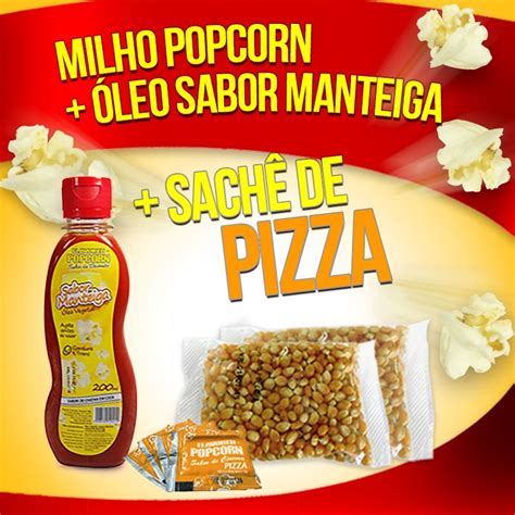 Popcorn Premium 200g Milho Óleo Sabor Manteiga 05 Sachê De Pizza No