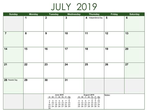 July 2019 Calendar With Holidays Excel Calendar 2019 Calendar