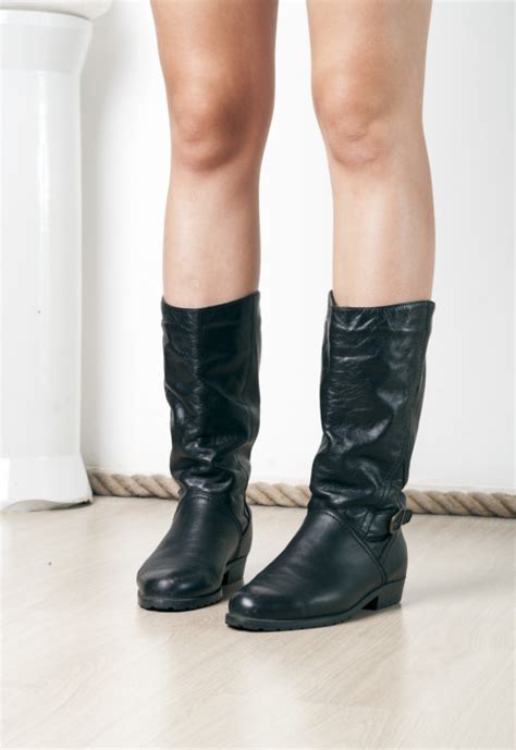 80s Vintage Black Leather Boots Pop Sick Vintage