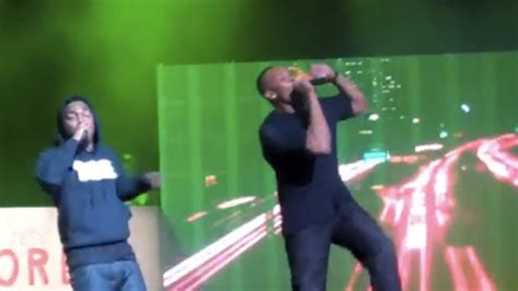 watch kendrick lamar bring out dr dre t i and the game on stage in los angeles last night