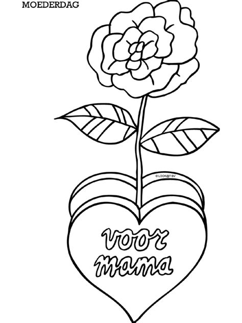 Inleveren kan tot 9 mei. Kleurplaat Moederdag - voor mama - bloem - Kleurplaten.nl