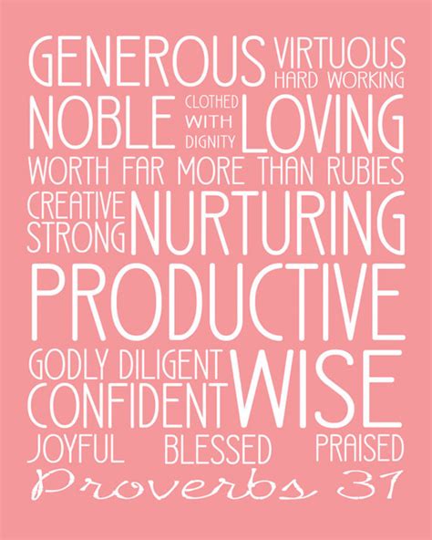 Proverbs 31 Woman Generous Virtuous Noble Loving Wise Blessed