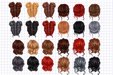 Hairstyles Clip Art Digital Download Hair Png Hair Set Clipart Etsy