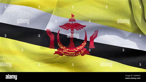 Brunei Flag Realistic Waving Fabric Flag Stock Photo Alamy
