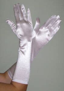 Elbow Length Stretch Satin Gloves White Ebay