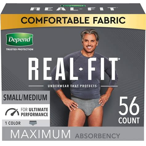 Depend Real Fit Mens Maximum Adult Incontinence Underwear Sm Grey