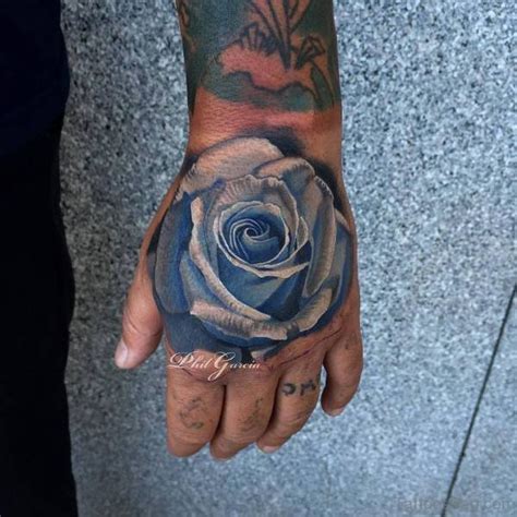 Blue rose tattoo design on ankle. 30 Fantastic Blue Rose Tattoos On Hand