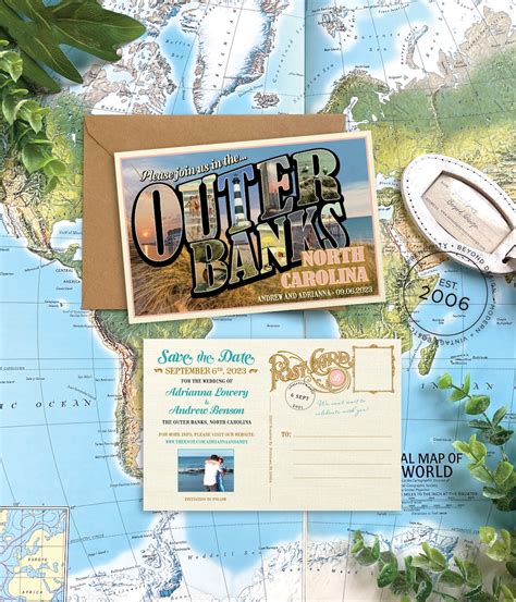 Save The Date Outer Banks Vintage Large Letter Postcard Etsy