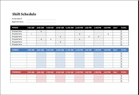 Free Employee And Shift Schedule Templates Riset