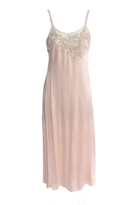 1930 s pink silk vintage nightgown or slip lace net applique vintage nightgown vintage