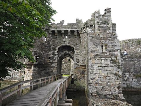 Ruins Ancient Beaumaris Castle And The Island Of Anglesey North Wales