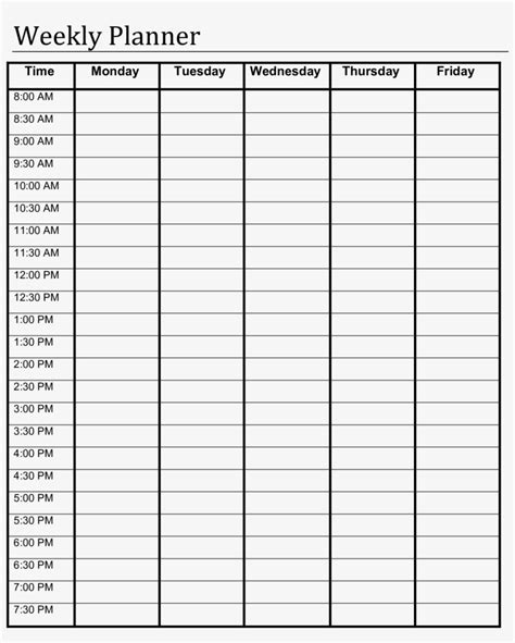 Download Blank Weekly Schedule Printable Week Planner Sheet College