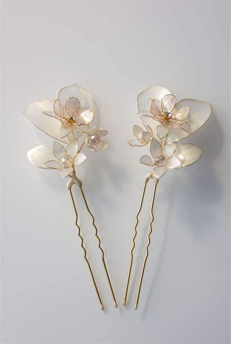 Ivory Flowers Wedding Hair Forks Set Of Two Bridal Hair Pins Etsy