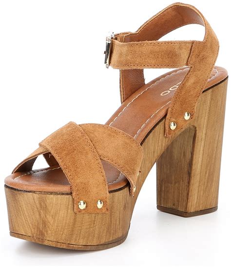 Sandals Deleniel Suede Wood Platform Sandals Cognac Aldo Womens ⋆