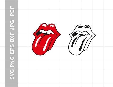 The Rolling Stones Tongue Digital Clipart Svg Clip Art Image Files Embellishments Craft