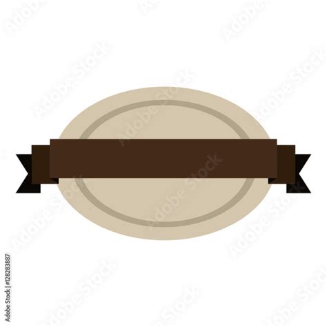 Oval Shape Seal Stamp With Brown Label Center Vector Illustration Buy
