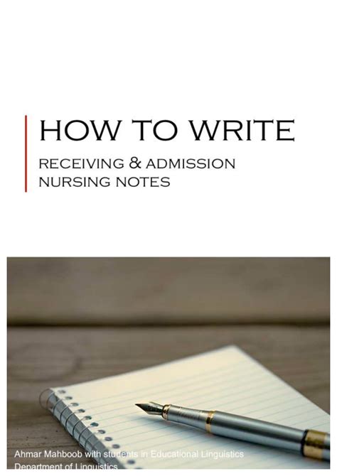 Pdf How To Write Receiving And Admission Nursing Notes Ahmar