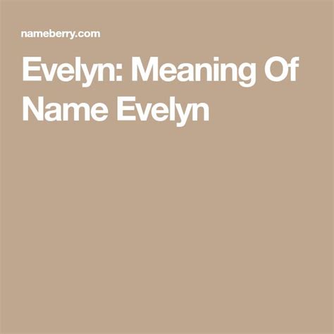 Evelyn Name Meaning In English Random Business Name