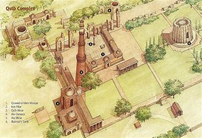 Qutub Minar Delhi Complex Qutb Map Dynasty