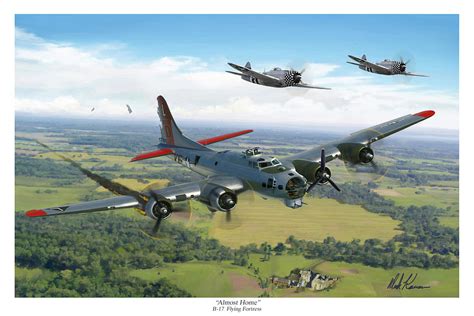 Almost Home B 17 Flying Fortress Painting By Mark Karvon