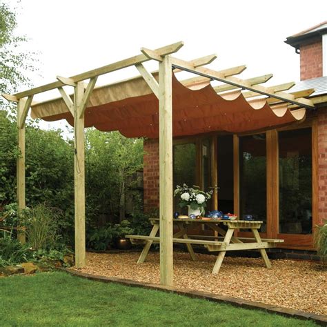 Pergola canopy pros and cons. 12'10" x 10'11" FT (3.9 x 3.3m) Retractable 3 Post Wall ...