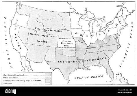 Mapa De Los Estados Unidos Durante La Guerra Civil Circa 1862