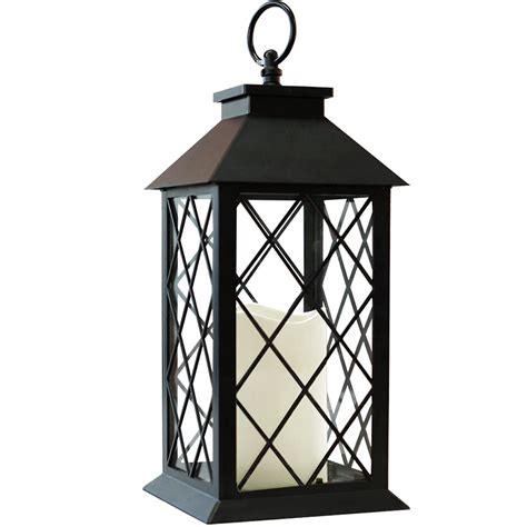 Buy Bright Zeal 13 5 Black Vintage Candle Lantern With Led Pillar Candle And Timer Ip44