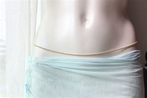 Gold Belly Chain Beaded Body Chain 14k Gold Waist By Jcojewellery