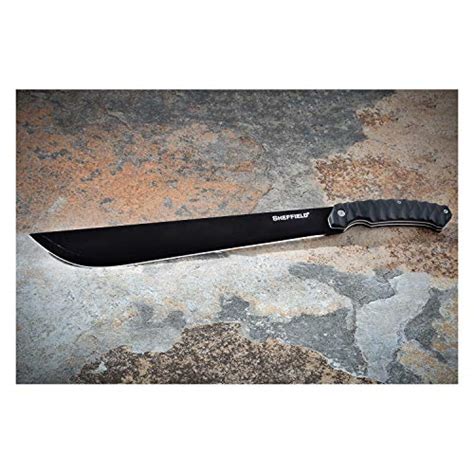 Sheffield 12142 Drayton 14 Inch Drop Point Blade Tactical Machete With Sheath All Purpose Knife