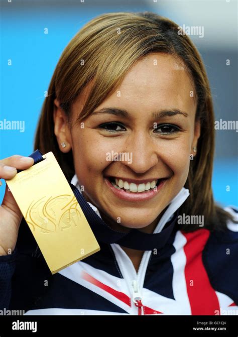 Great Britain S Jessica Ennis With Her Gold Medal For Winning The Women
