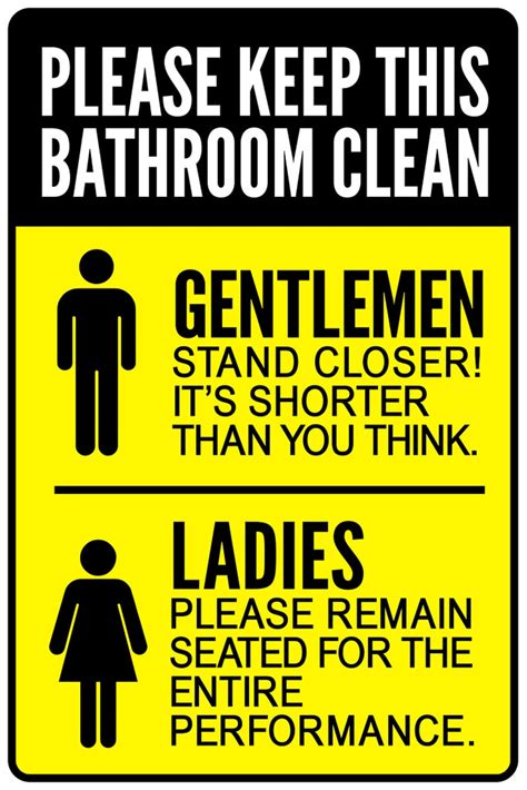Please Keep This Bathroom Clean Black Yellow Funny Warning
