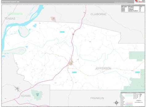 Jefferson County Ms Wall Map Premium Style By Marketmaps