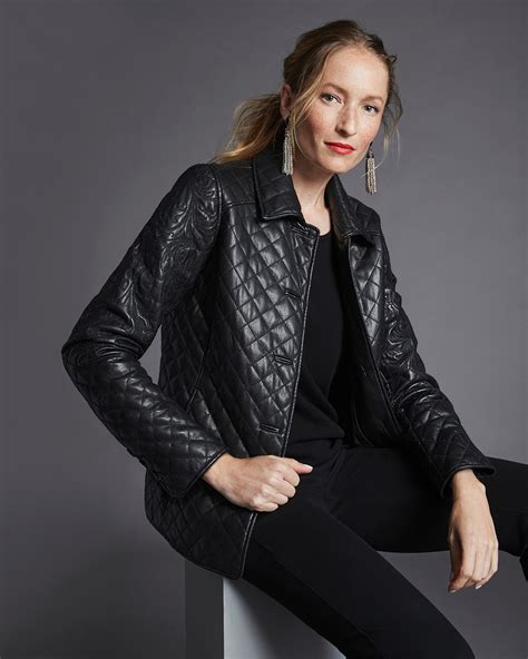 faux leather quilted jacket chico s