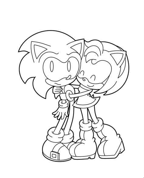 Classic Sonic And Amy Coloring Page Coloring Pages