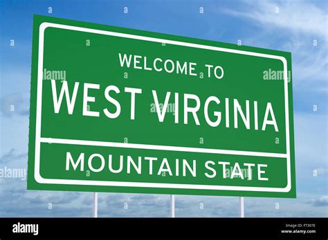 Welcome To West Virginia State Concept On Road Sign 3d Rendering Stock