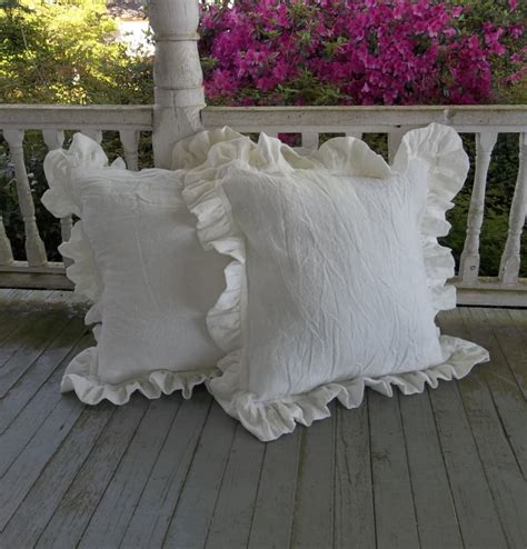 Custom Ruffled Pillow Shams Ruffled Linen Pillows Custom Sizes Etsy
