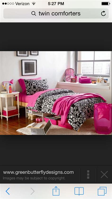We believe in helping you find the product that is right. Girly pink black and white bed comforter | Twin bed sets ...