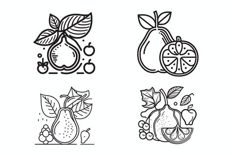Fruit Icon Set Cartoon Fruits Isolated On White Background Simple