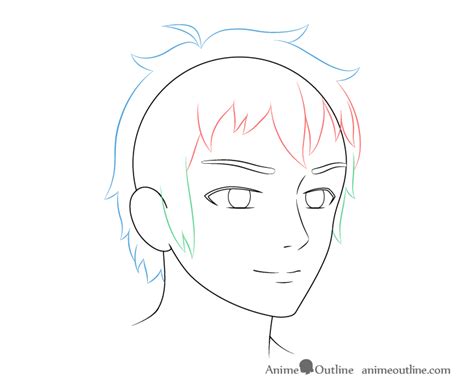 How To Draw Male Anime Face In 34 View Step By Step Animeoutline