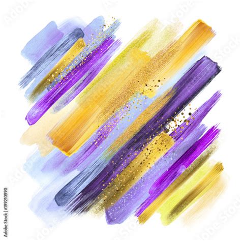 Abstract Watercolor Brush Strokes Isolated On White Gouache Paint