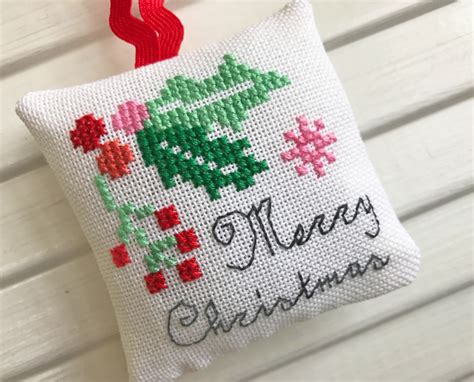 Merry And Bright Christmas Cross Stitch Ornament Pattern Christmas