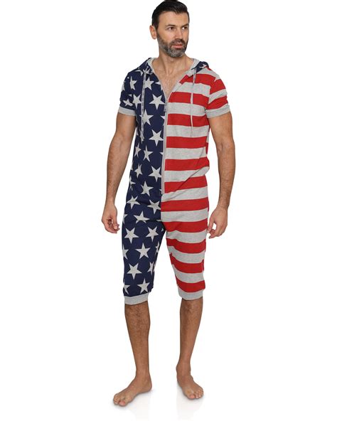 Prestigez Mens Union Suit American Hooded One Piece Pajama Loungewear