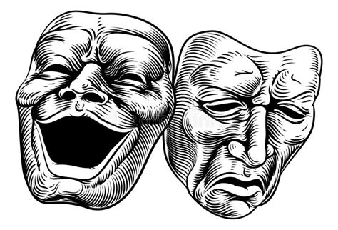 Theater Or Theatre Drama Comedy And Tragedy Masks Stock Illustration