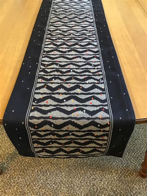 Add a touch of visual elegance to your dining room by displaying this. Navy blue modern table runner, Southwestern runner ...