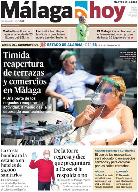 Periódico Málaga Hoy España Periódicos De España Edición De Martes 19 De Mayo De 2020