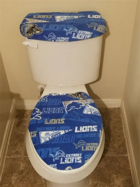 Detroit Lions Retro Fleece Fabric Toilet Seat Cover Set Etsy