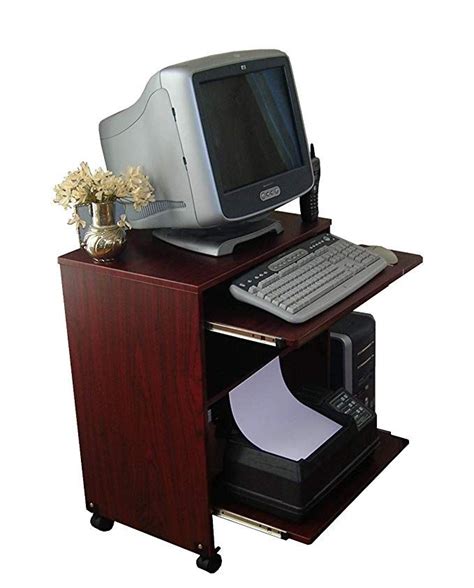 Amazon com bestier rotating l shaped desk 51 large corner. Narrow Computer Laptop desk w/sliding printer shelf - 24 ...