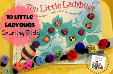 Ten Little Ladybugs Paint Stick Number Line School Time Snippets