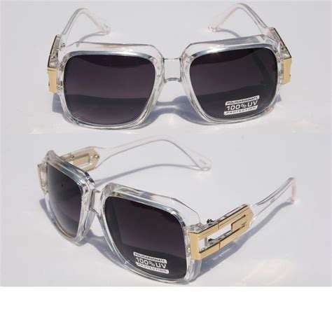 Clear Frame Cazal Gazelle Style Sunglasses Gold Metal Accents Dmc Square Frame Square Gold